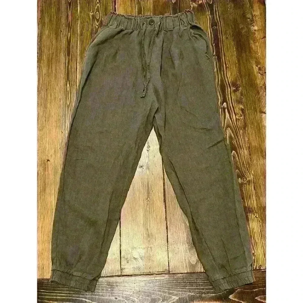 OVS Lino Pants Joggers EUR Sz 38 US Sz 6 Olive Green